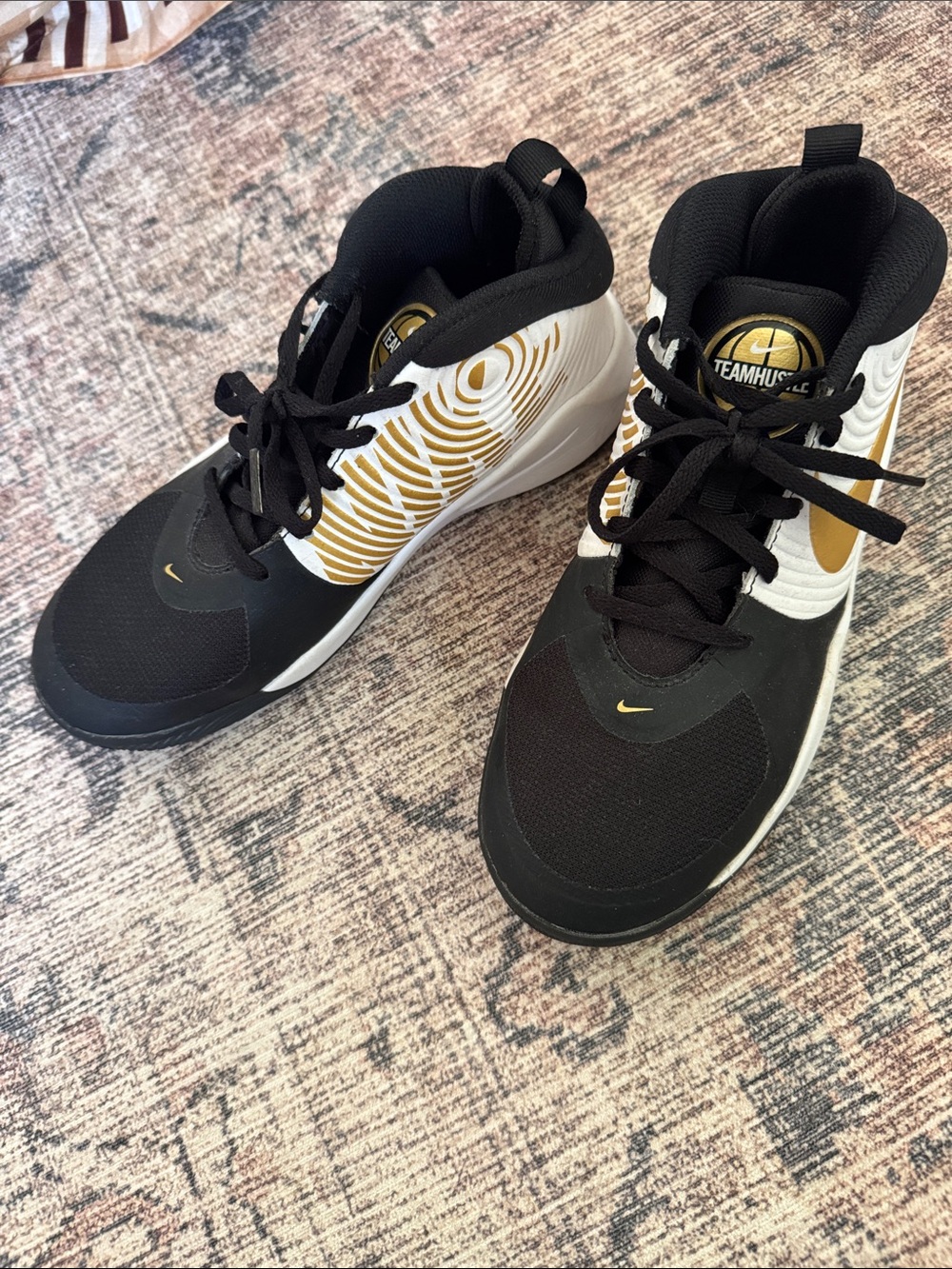 Nike Kids Black and Gold High-Top Sneakers